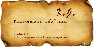 Kapronczai Józsua névjegykártya